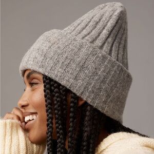 Anthropologie Charcoal Ribbed Beanie